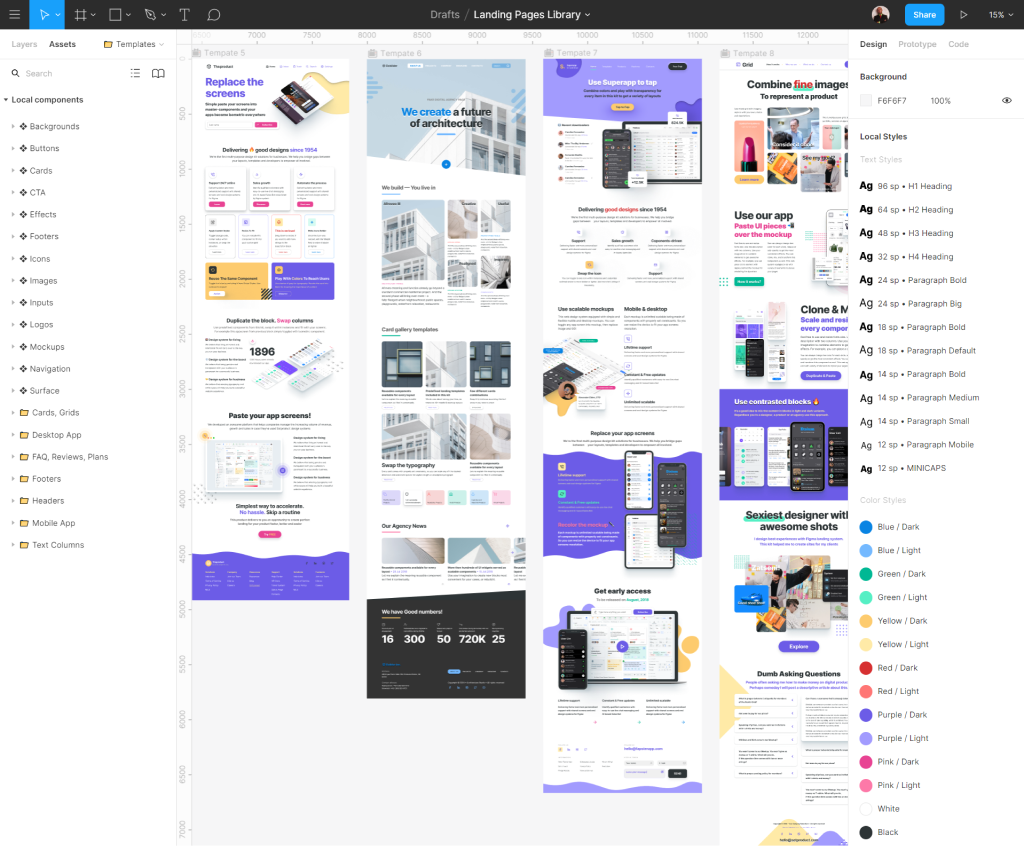 Figma landing page templates - Web design library