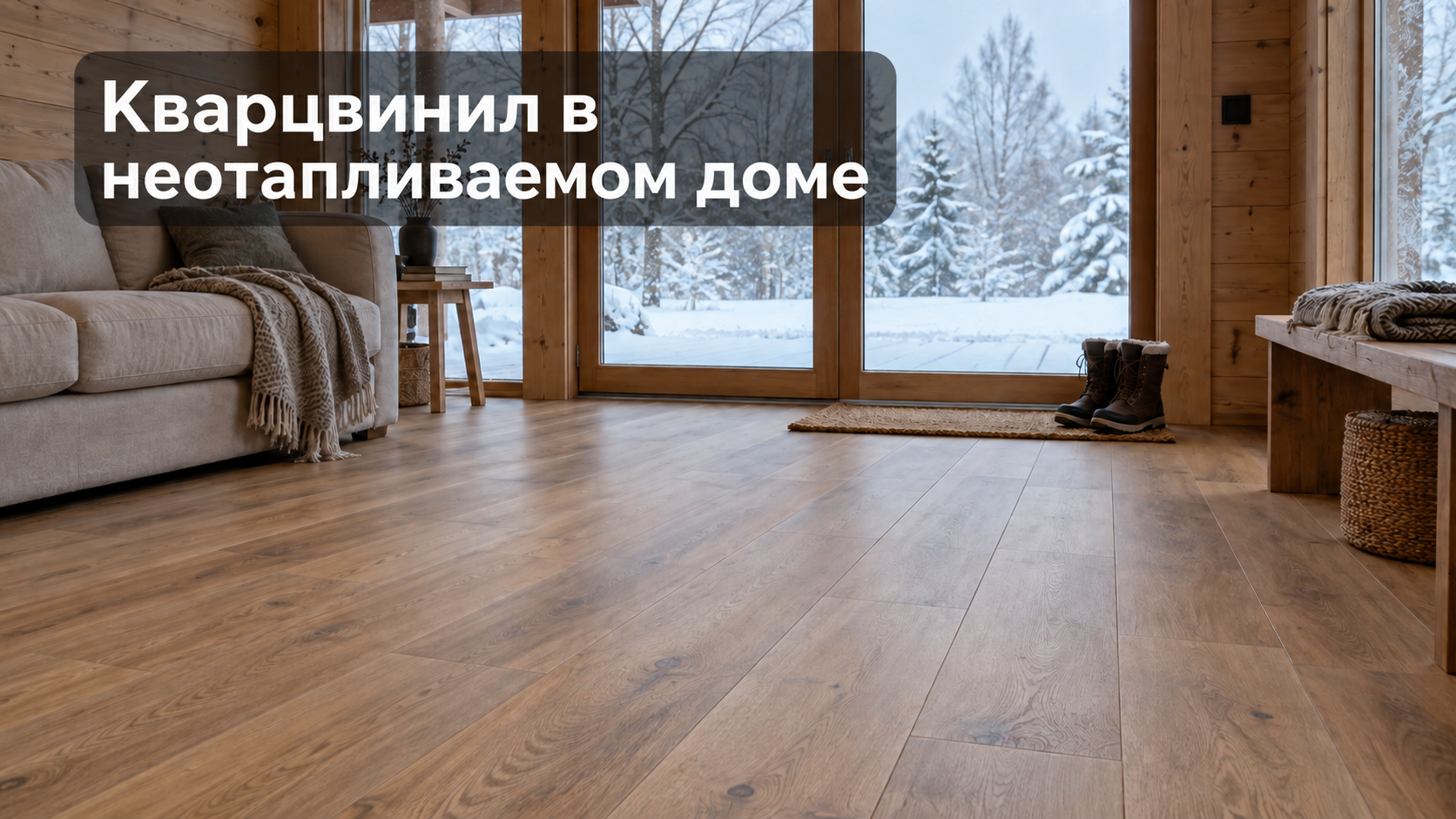 Замковый кварцвинил под дерево в неотапливаемом загородном доме зимой