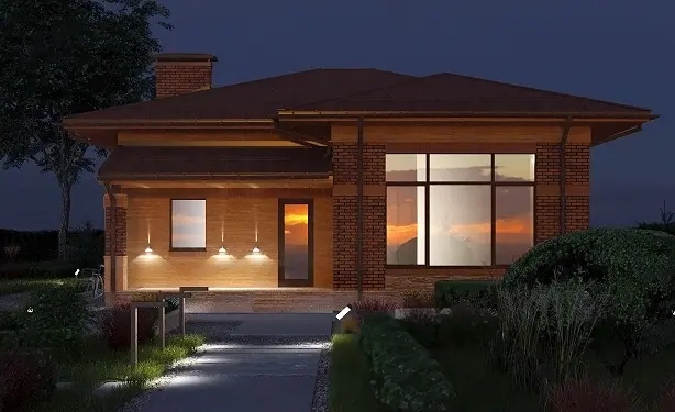 Проект красивого одноэтажного дома в стиле Райта (C-96): изображение 2