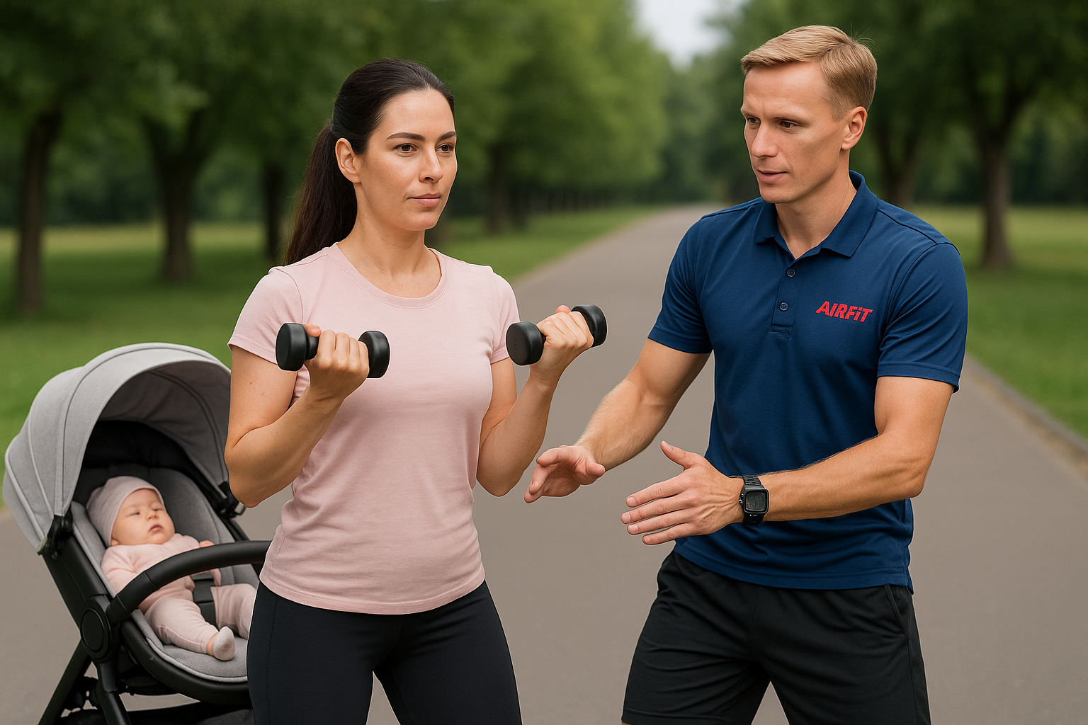 Мама улыбается во время тренировки с ребенком