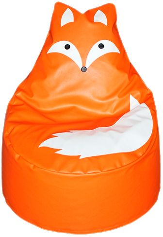 Детская засыпная мебель — мягкое бескаркасное кресло-мешок в виде оранжевой лисы для ДОУ