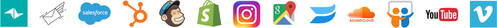 teamleader, mail, salesforce, hubspot, mailchimp, shopify, instagram, google maps, wistia, soundcloud, slieshare, youtube, vimeo, storychief, story chief