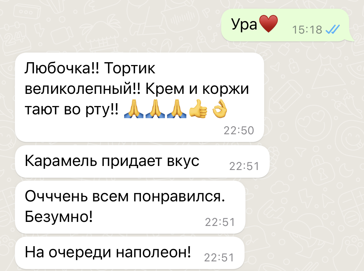 отзыв о качественных тортах и десертах 