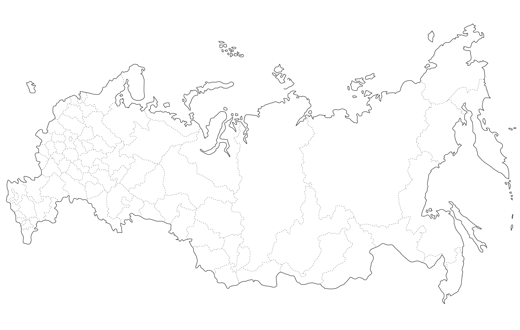 Контурная карта регионы россии карта