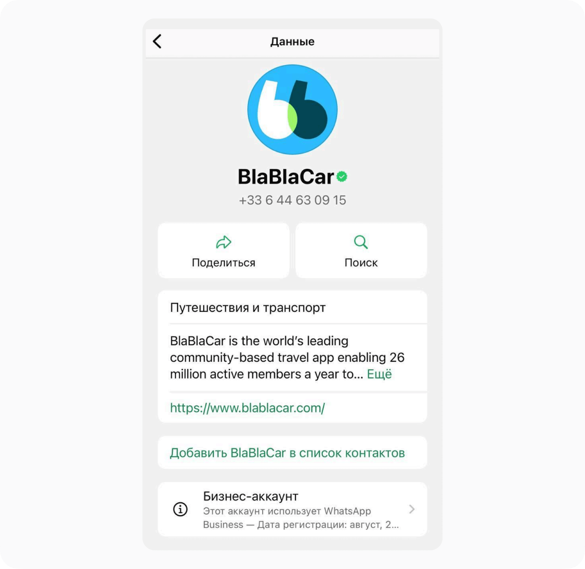 Gример бизнес-аккаунта в WhatsApp*
