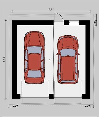 План гаража 5 Площадь: 49 м² Размер: 7х7 м