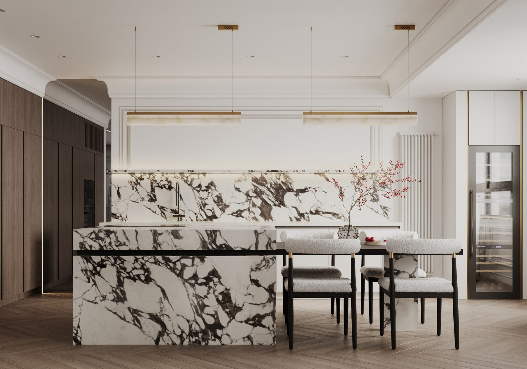 Дизайн интерьера 4 комнатной квартиры в Москве в современной классике в светлых тонах