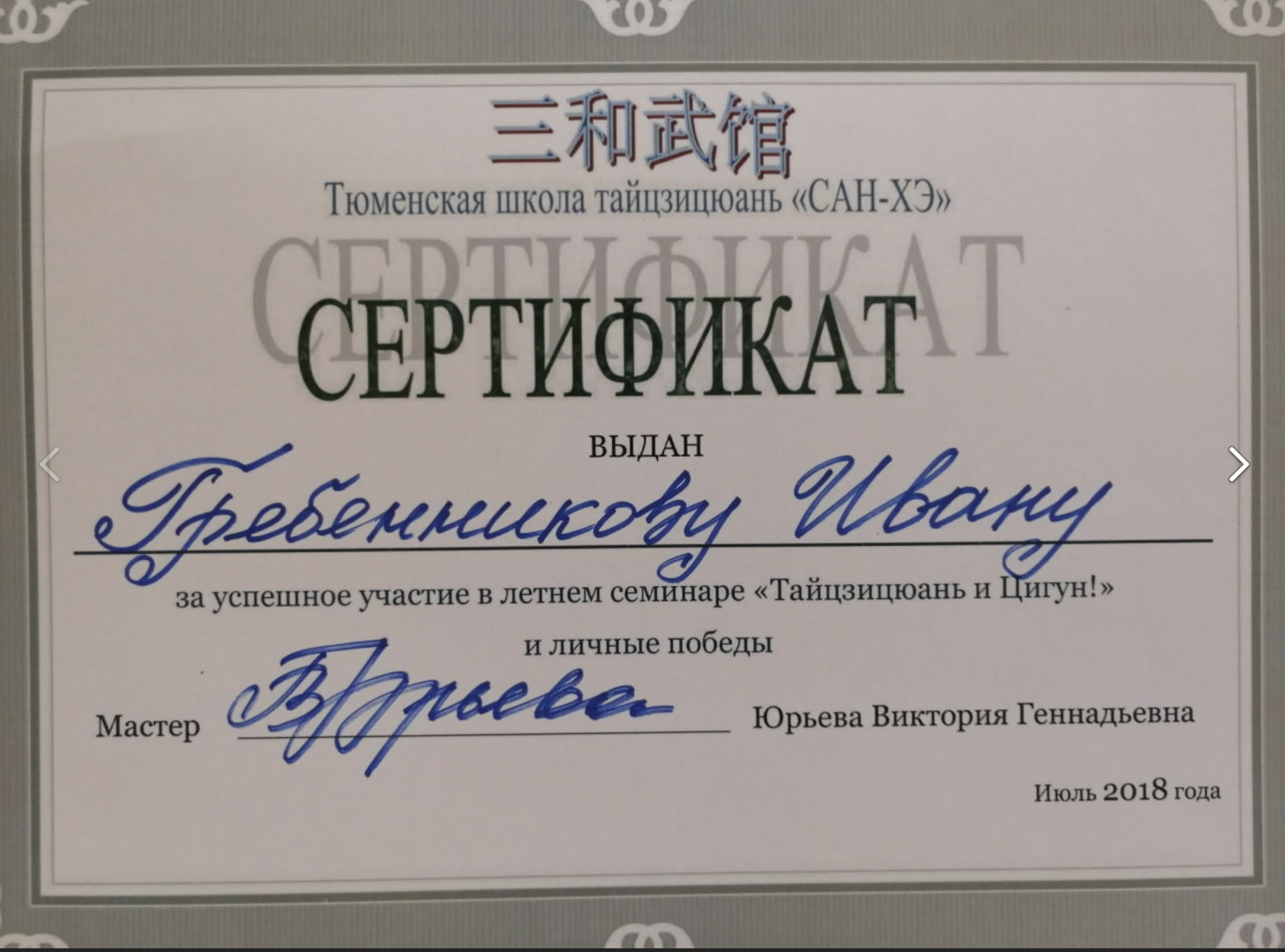Диплом или сертификат Ивана Гребенникова — 14