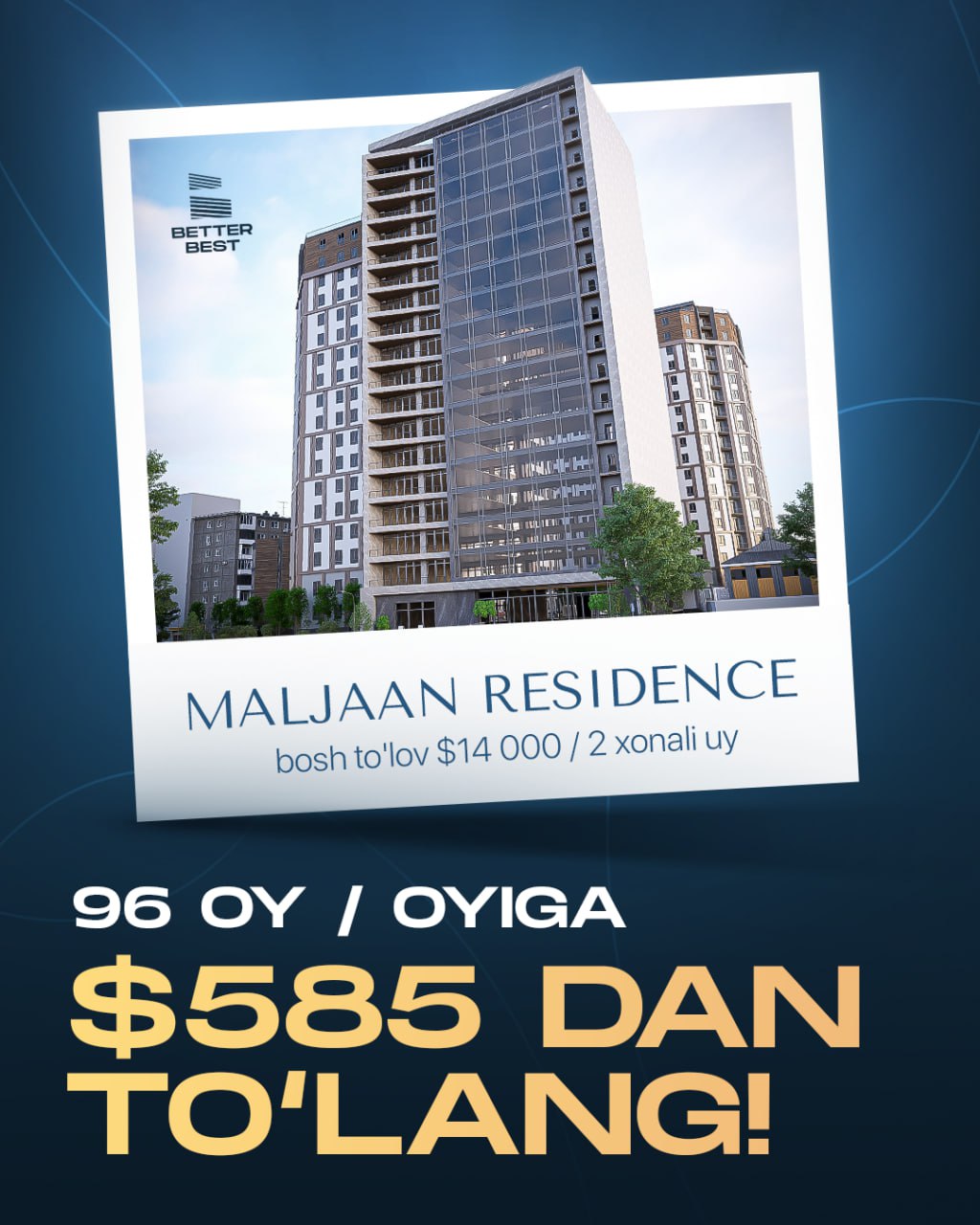 96 oyga bo'lib to'lashga uy