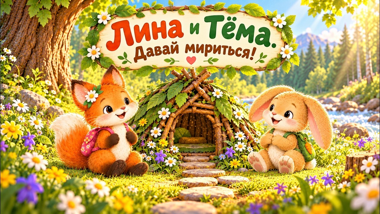 Обложка сказки «Лина и Тёма. Давай мириться!»