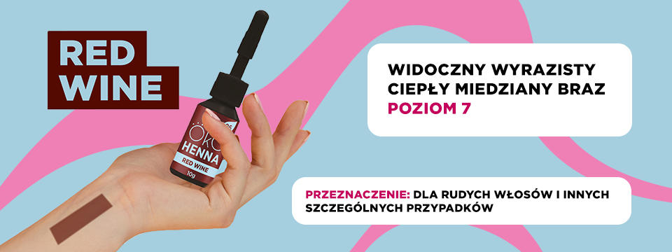 Paleta henny OKO - 06 Red Wine – Widoczny jasny odcień bordowo-brązowy, korektor koloru.