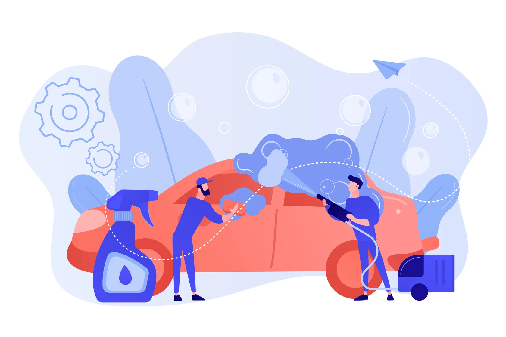 Автомойки очищают экстерьер автомобиля специальной техникой.