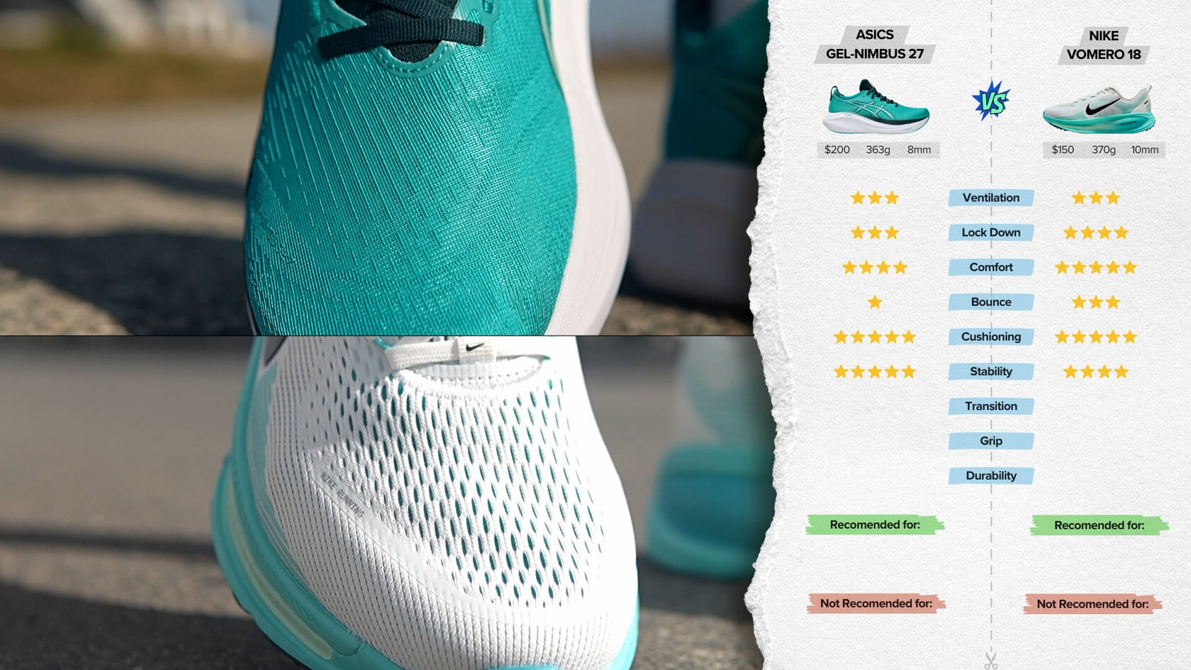 nike zoom vomero vs asics gel nimbus