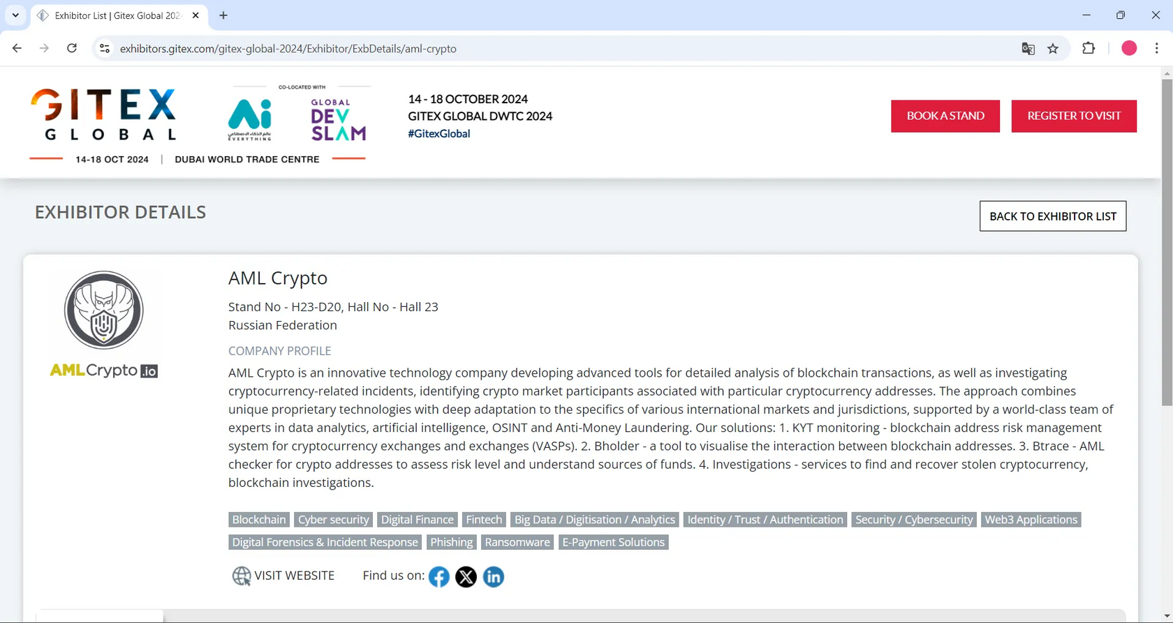 AML Crypto at Gitex Global 2024: Presenting Blockchain Transaction Analysis  and Cryptocurrency Investigation Solutions