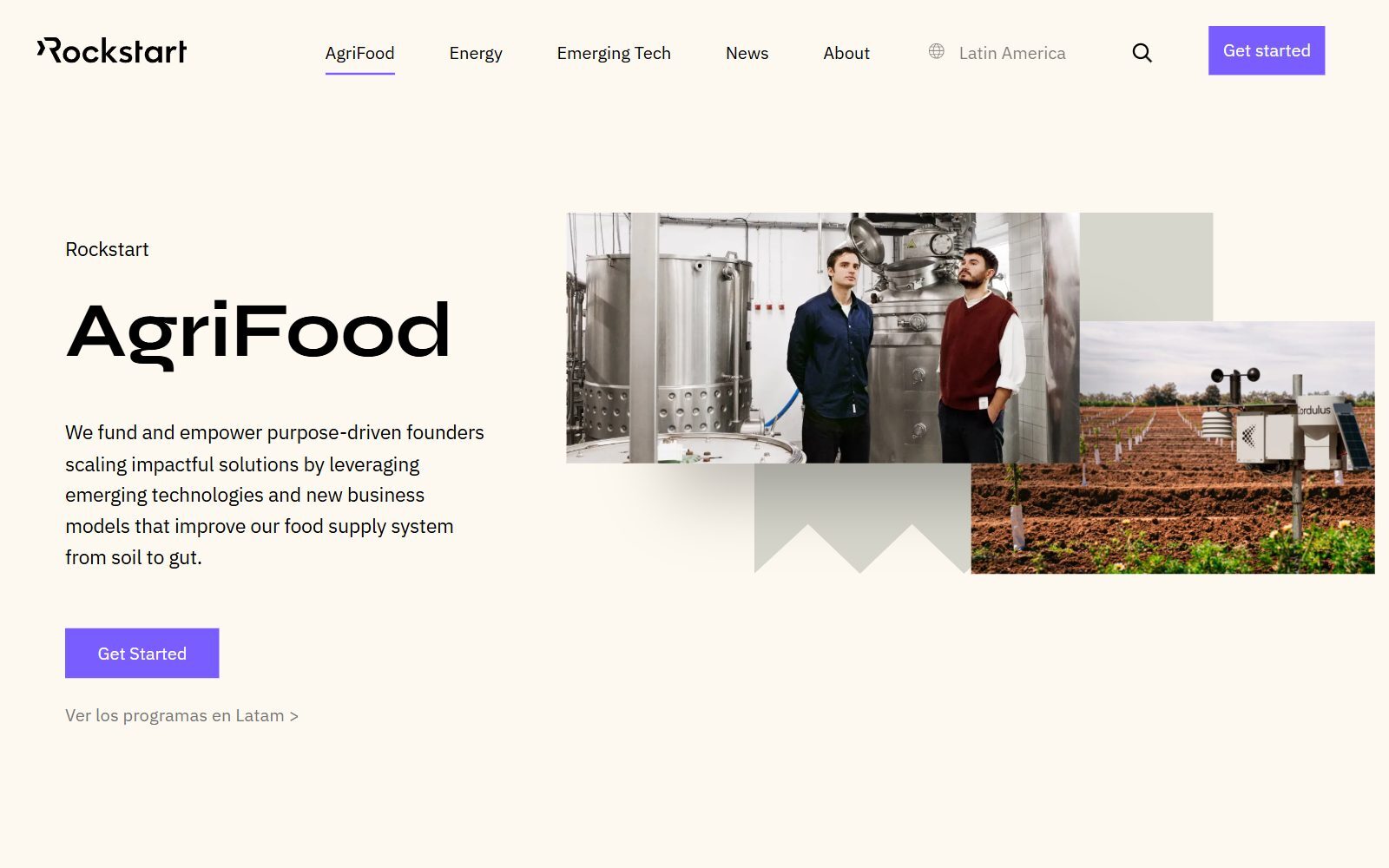 Rockstart AgriFood homepage screenshot (October 2026)