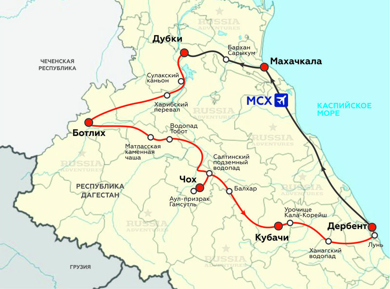 Карта дагестана с отелями на берегу моря