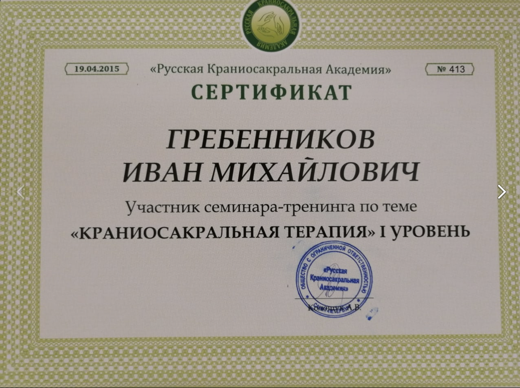 Диплом или сертификат Ивана Гребенникова — 19