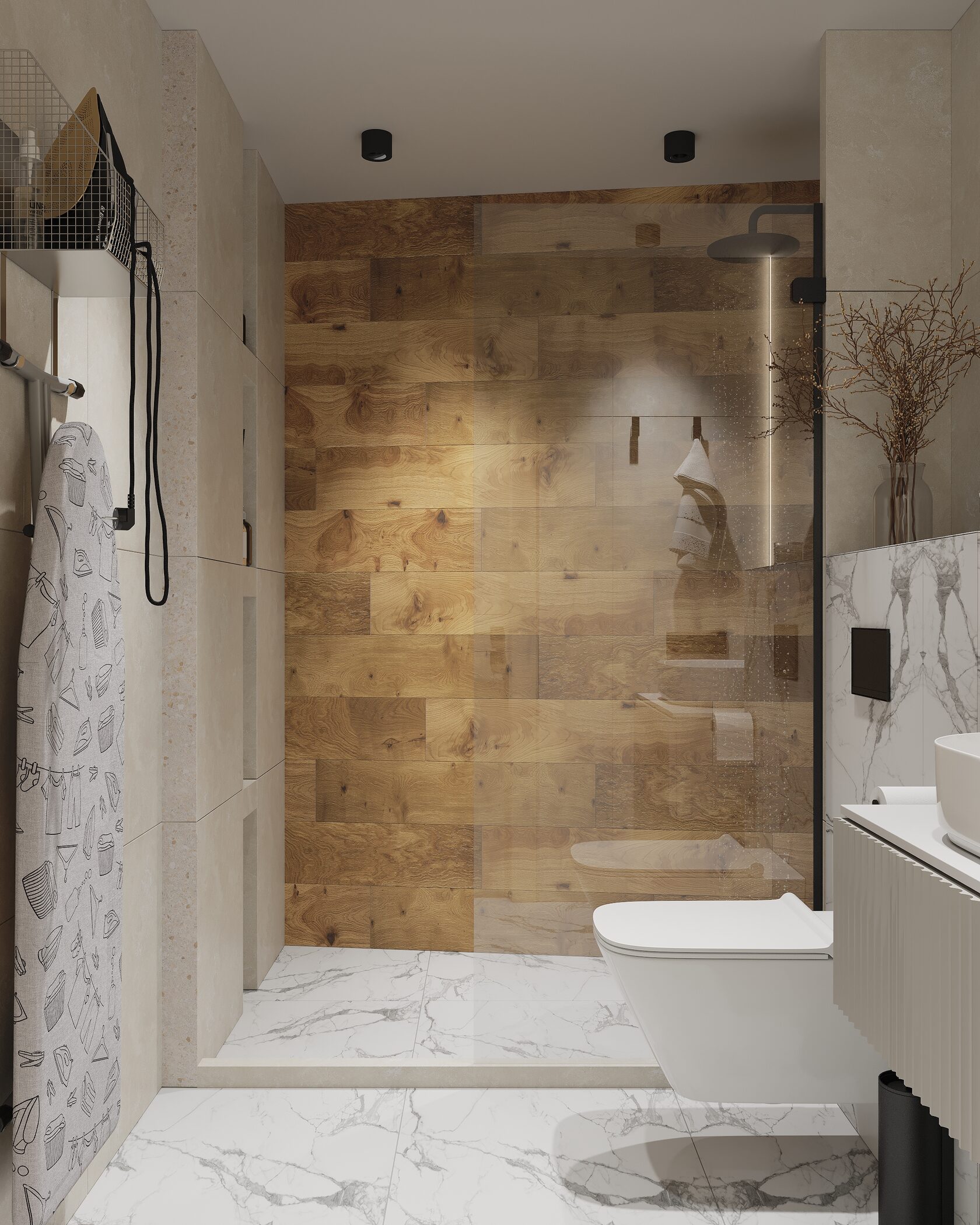 душевая зона интерьер дизайн