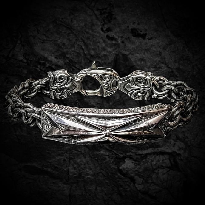 готический браслет, серебряный браслет мужской массивный, рокерский браслет.