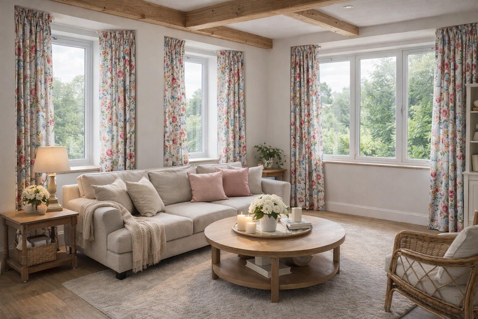 Портьеры и тюль в гостиную, мягкая складка