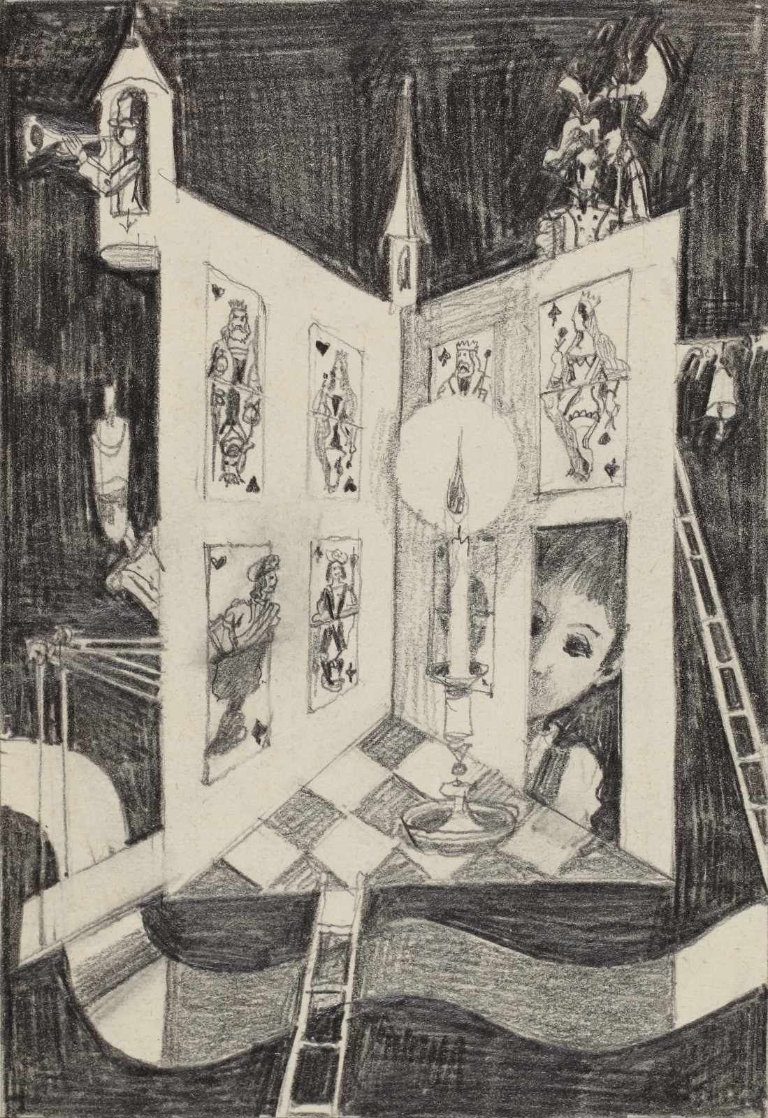 Эскиз иллюстрации к сказке Г.Х. Андерсена «Короли, дамы и валеты». 1975