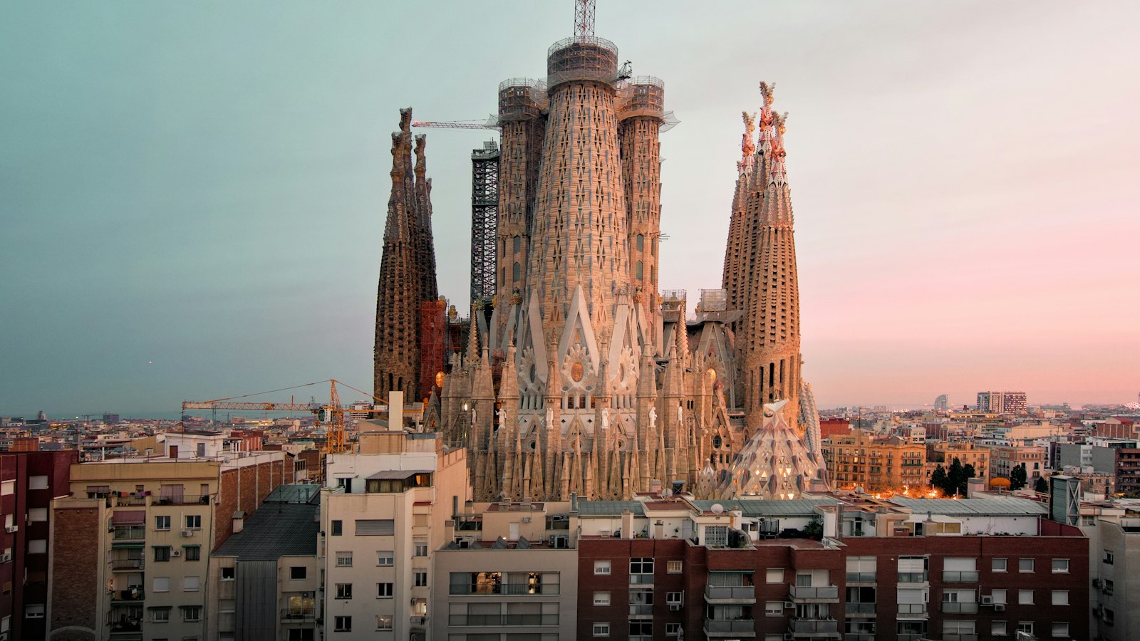 The Sagrada Família in Barcelona at golden hour