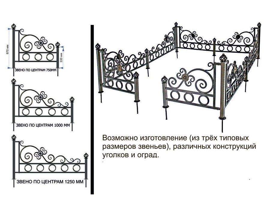 Эскиз оградки на кладбище