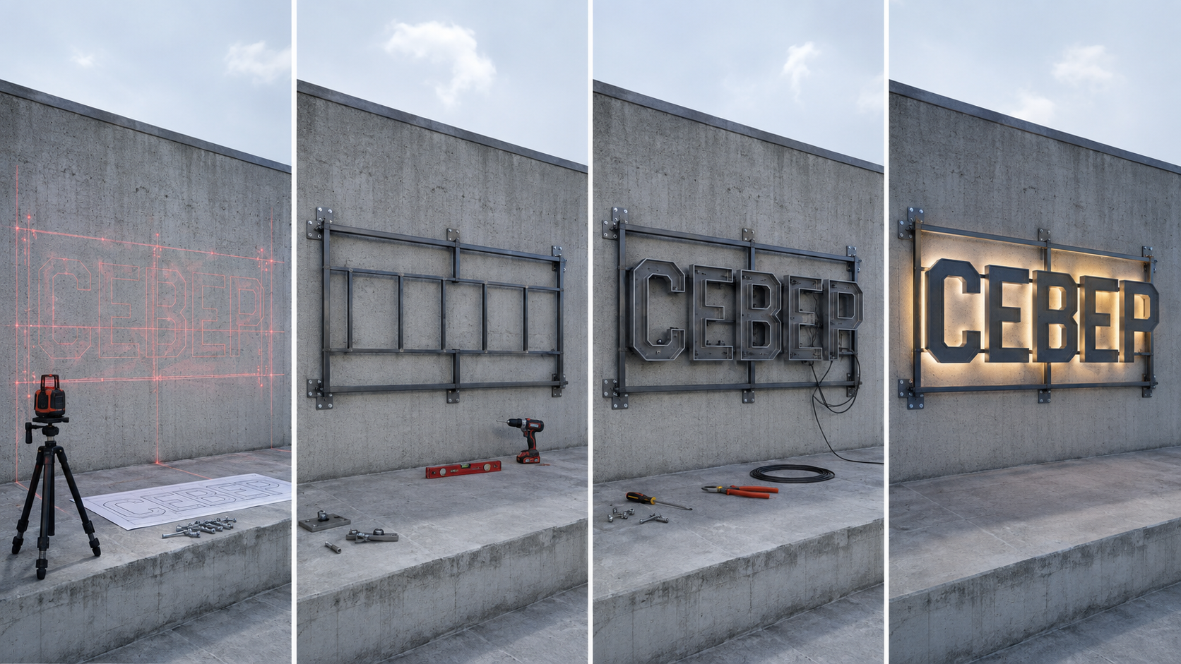 Крышная рекламная установка — installation sequence