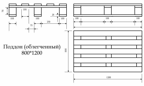 Чертеж поддоны 1200х800