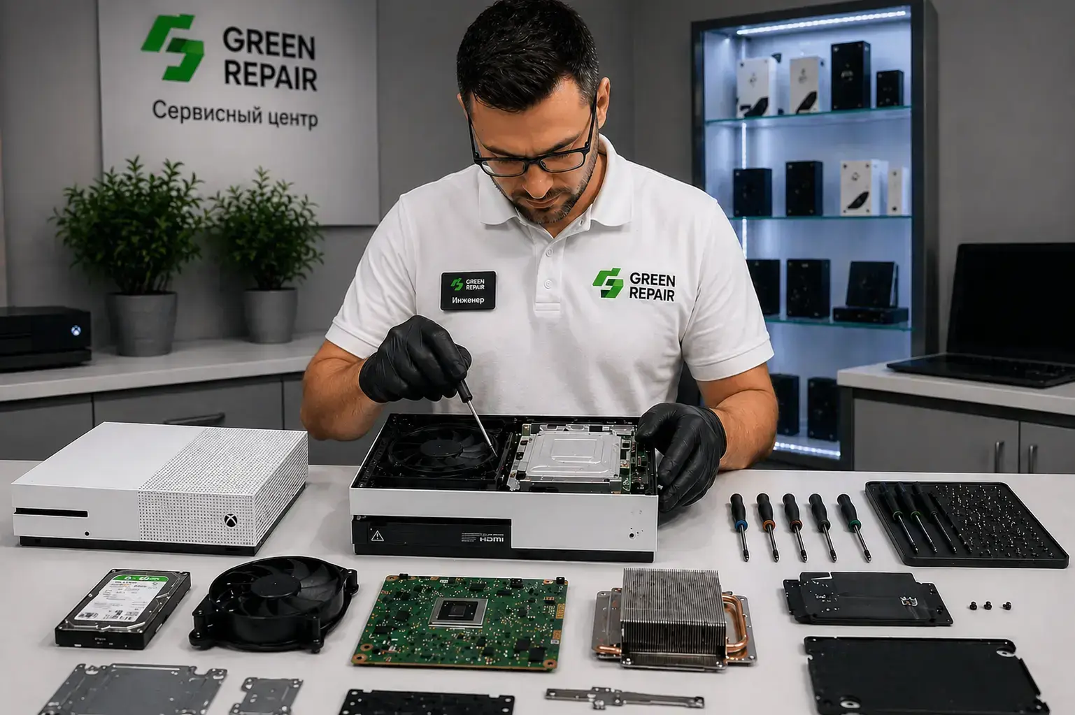 Ремонт игровых приставок PlayStation, Xbox и Nintendo в сервисном центре Green Repair в Москве