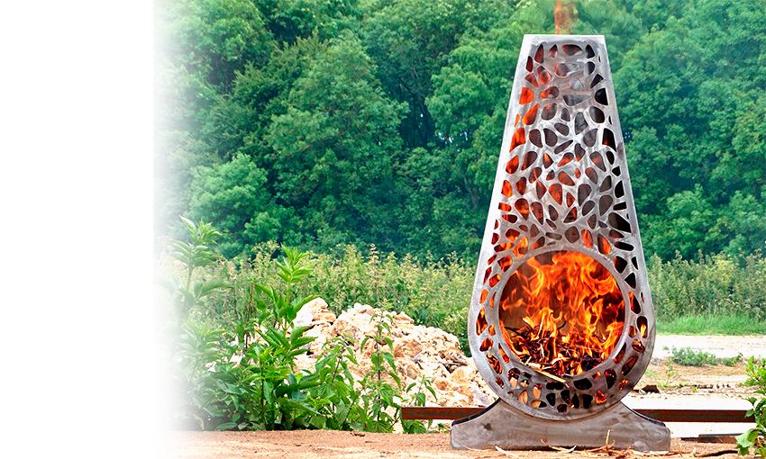 Очаг кованый чёрный в виде футбольного мяча