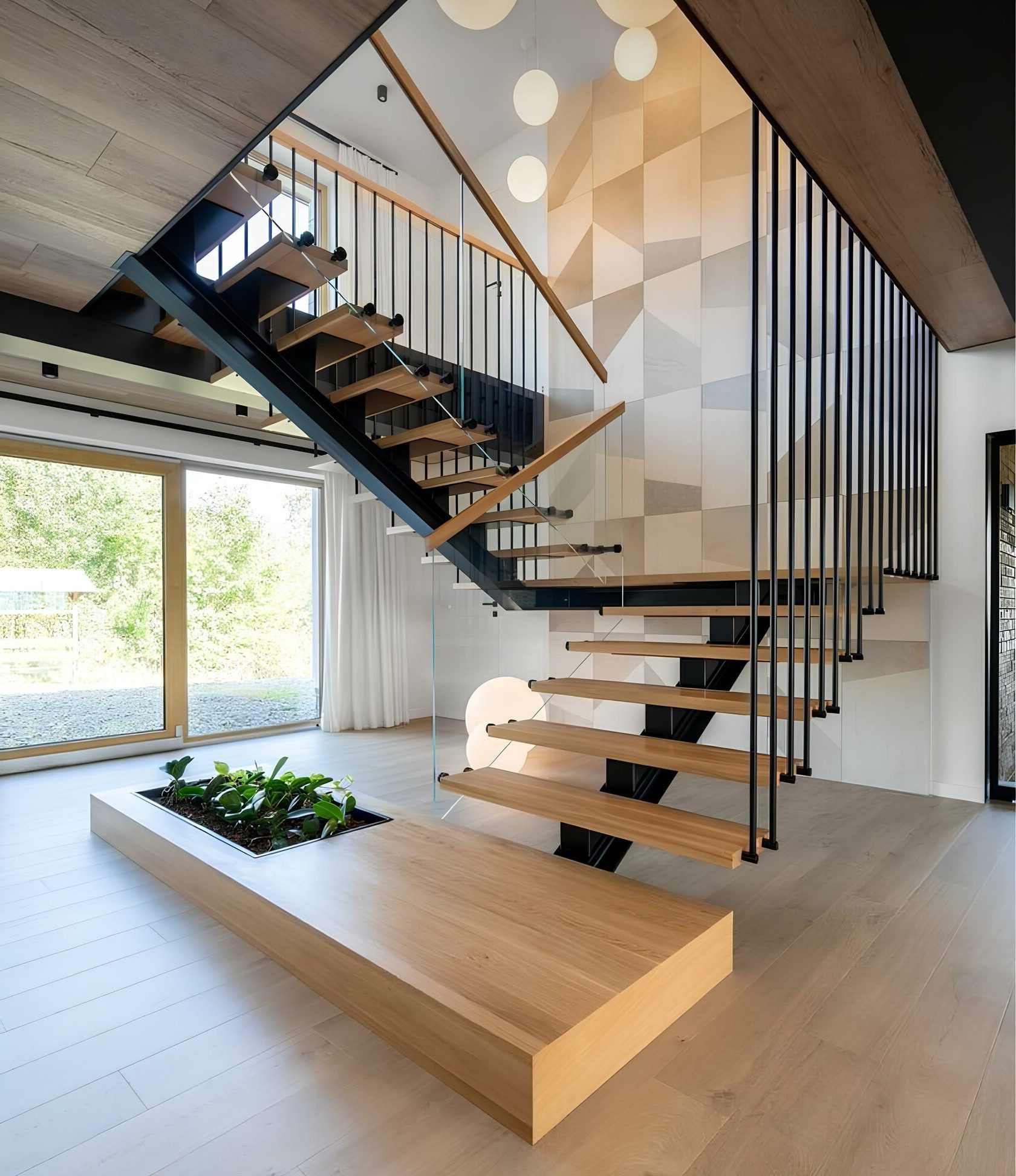 дизайнерская лестница из дерева Сочи