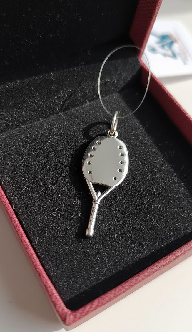 серебряная подвеска ракетка пляжный теннис, унисекс, высота 26 мм, родированная