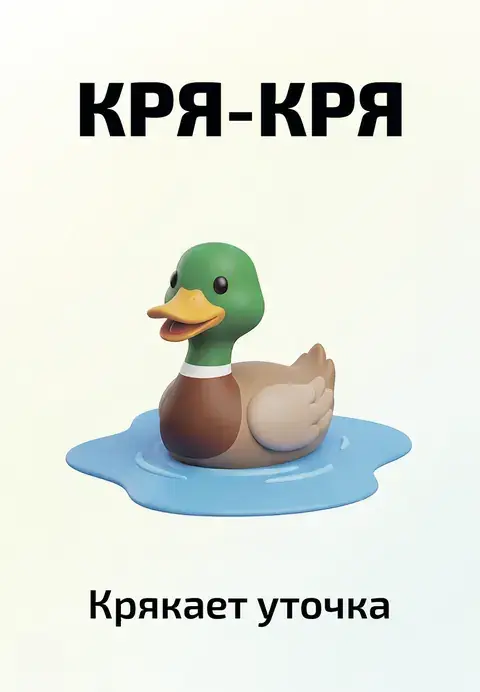 Карточка со звукоподражанием «Кря-кря»: уточка