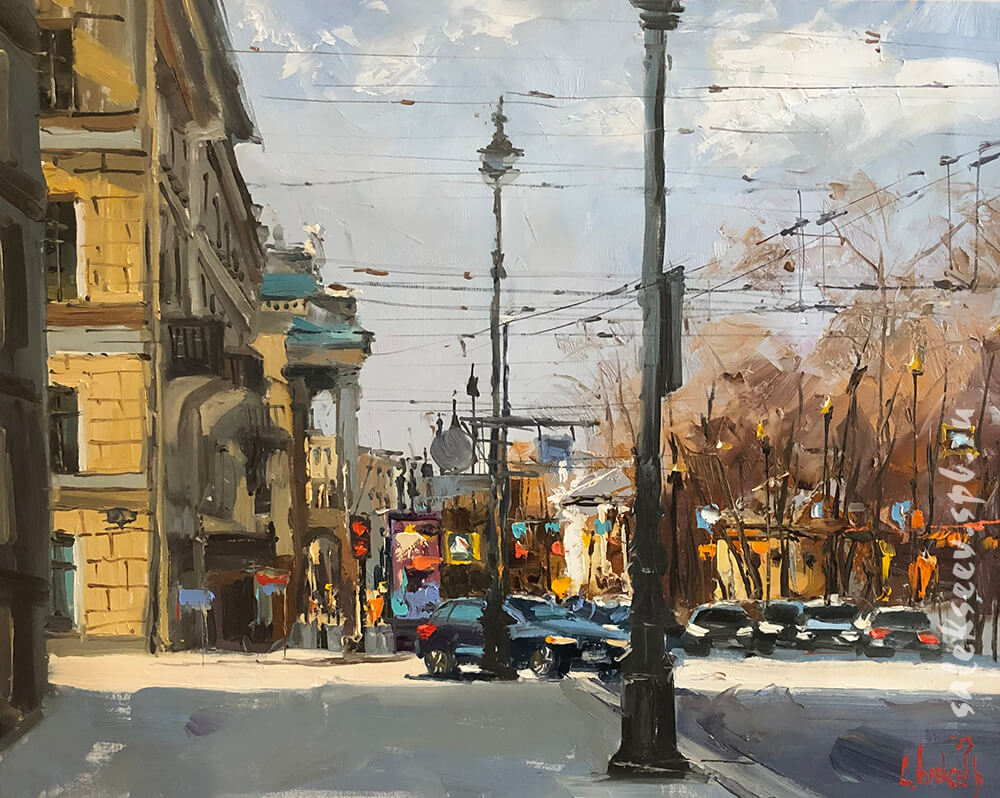 April afternoon. Saint Petersburg. 2023. Oil on canvas, 40x50 cm