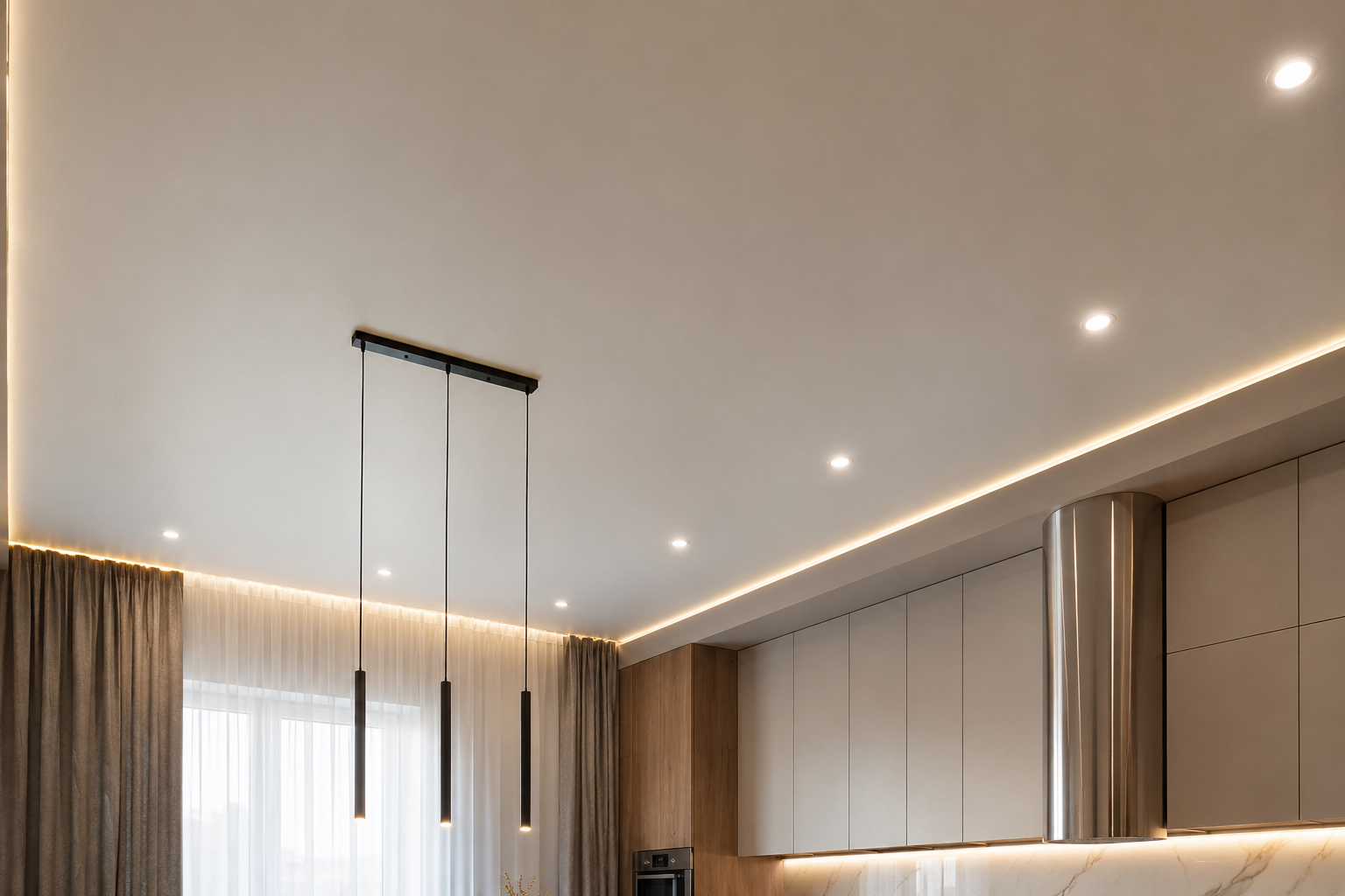 Натяжной потолок на кухне FreshCeiling