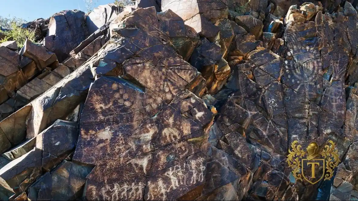 Tamgaly Tas Ili river rocks Kazakhstan