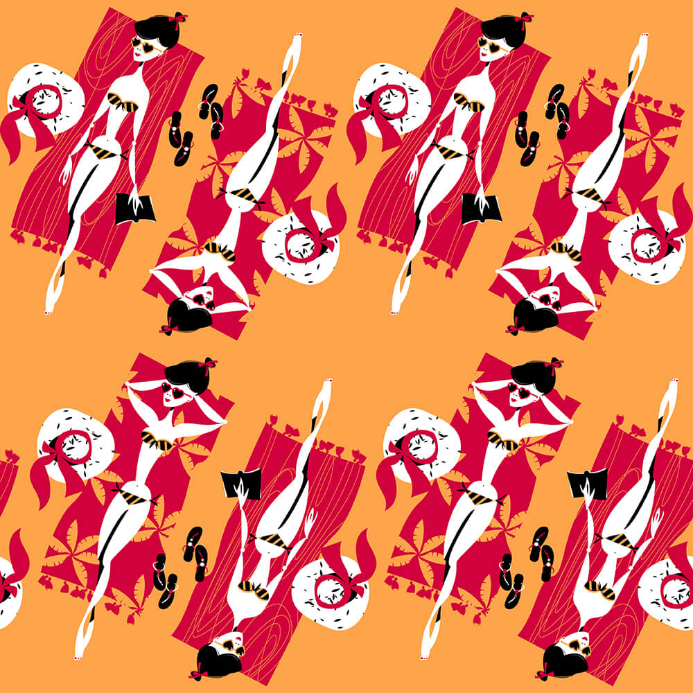 Девушка, лежащая на пляже. Паттерн