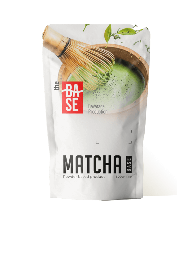 The Base Beverage Matcha powder mix doypack, 500 g retail and HoReCa pack