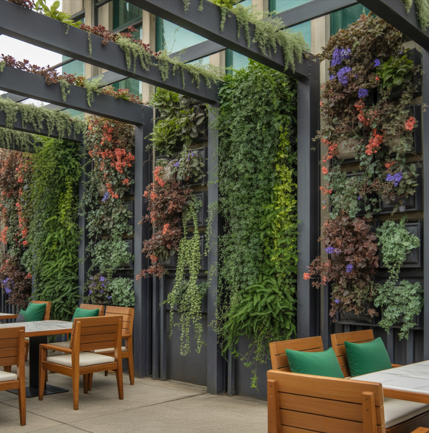 Вертикальный сад на крытой террасе