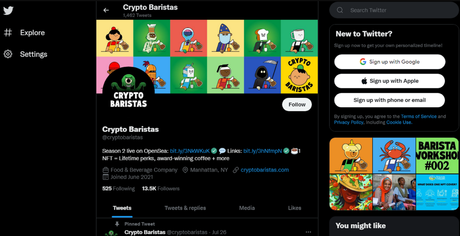 Twitter crypto account