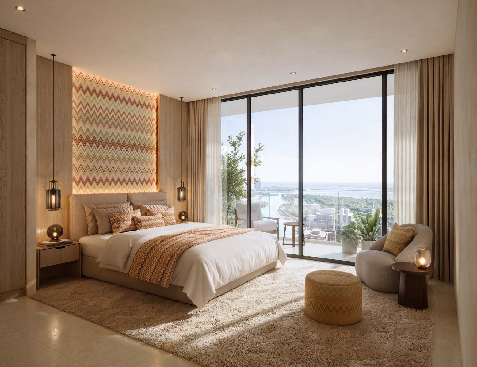 Bedroom with water views