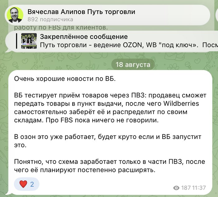 Пост в Telegram-канале