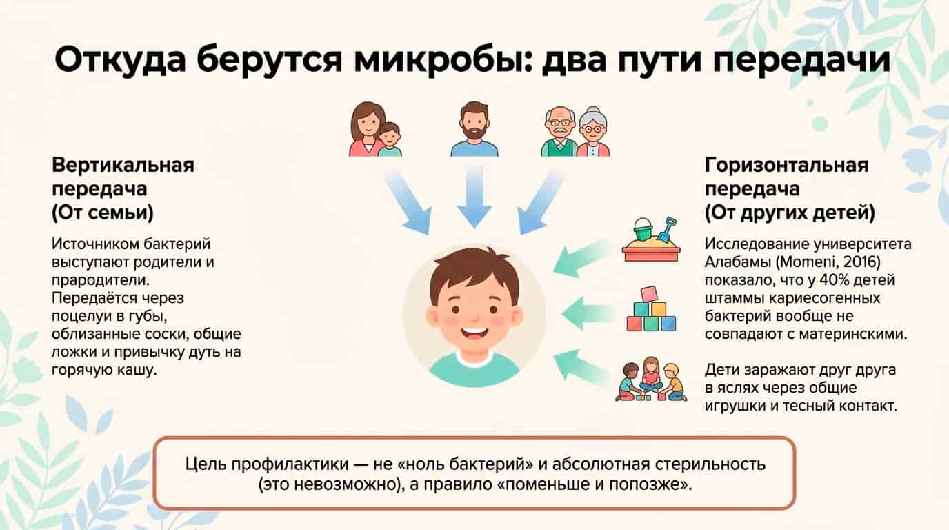 Как бактерии попадают в рот ребёнка