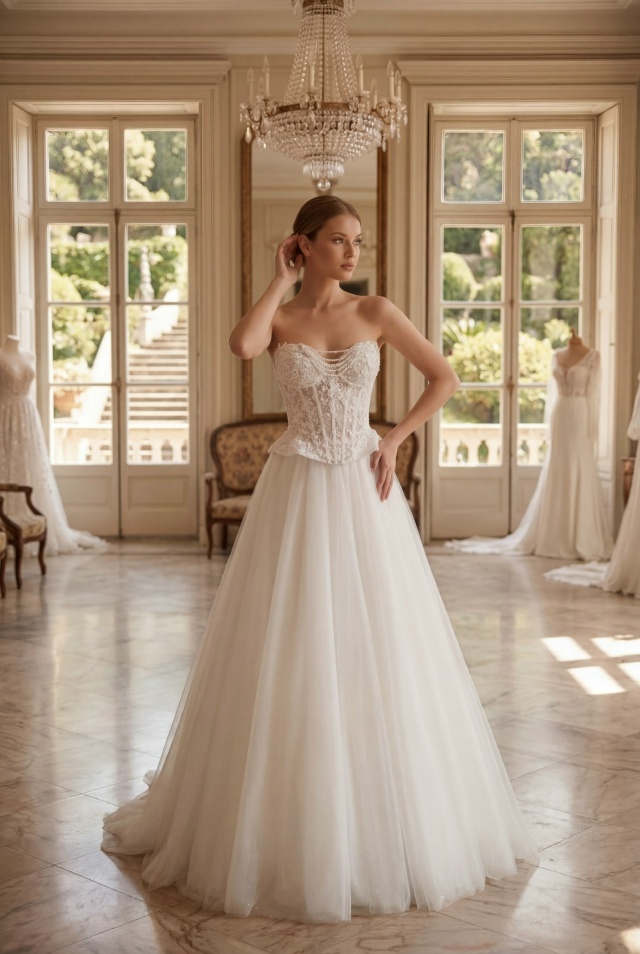 свадебное платье с кружевным корсетом
