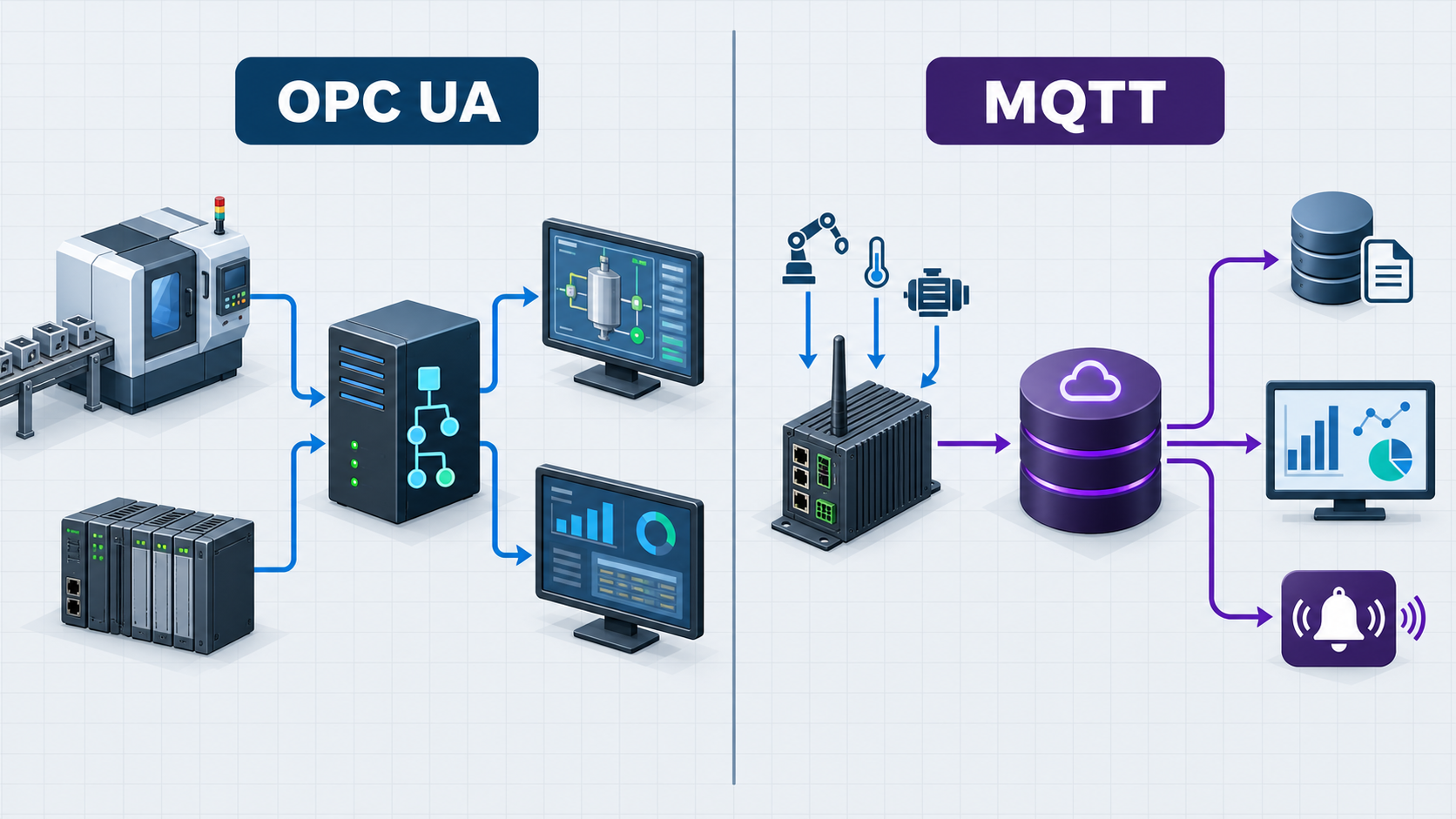 Сравнение информационной модели OPC UA и обмена через MQTT-брокер