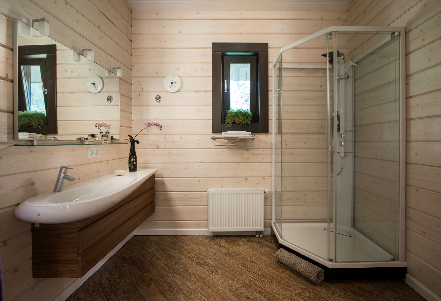 ванная комната в рубленном доме дизайн фото