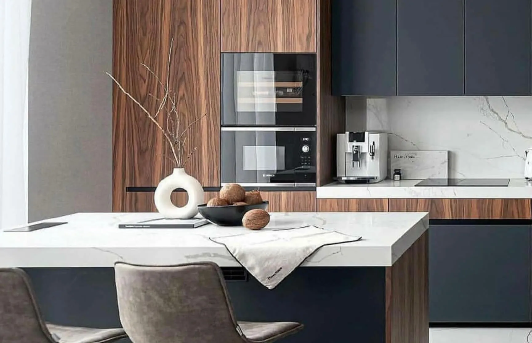 Кухня в сером цвете в суперматовом покрытии фото 5