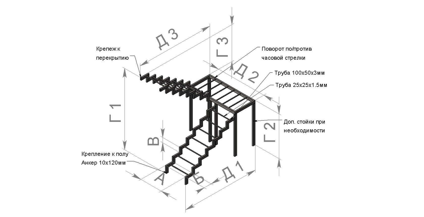 Сборка модульной лестницы престиж на 180 градусов