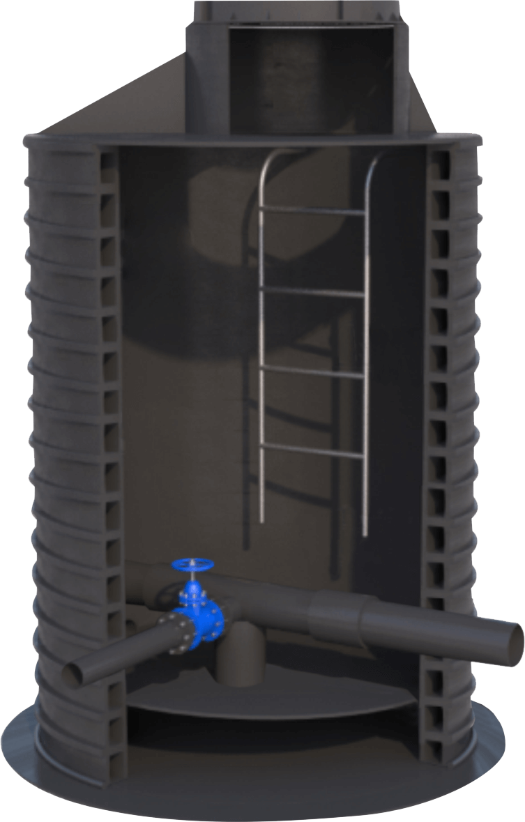 Колодец водонапорной с запорной арматурой